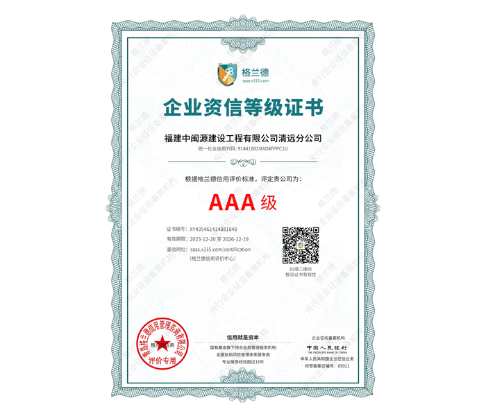 企业资信等级证书